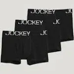 Jockey Active Stretch Mens 3 Pack Boxer Briefs, Large, Black