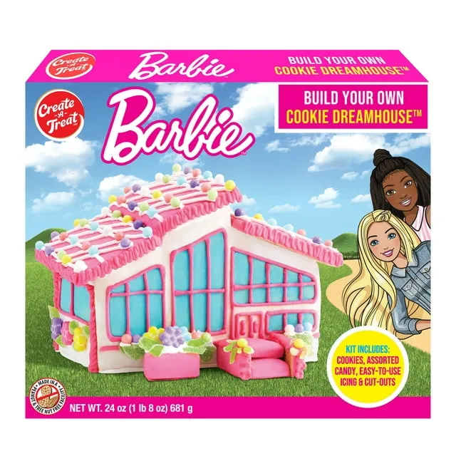 Holiday Decorating Kit, Create A Treat Barbie™ Cookie Dreamhouse™, Vanilla, Shelf Stable, Medium Size Box, 24 oz, 1 Count.