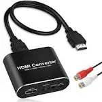 HDMI Audio Extractor 4K, avedio links HDMI Audio Splitter Converter, HDMI to HDMI Audio Adapter (3.5mm Aux Stereo + Optical Toslink SPDIF), HDMI Sound Extractor for PS5, Xbox (R/L Audio Cable Include)