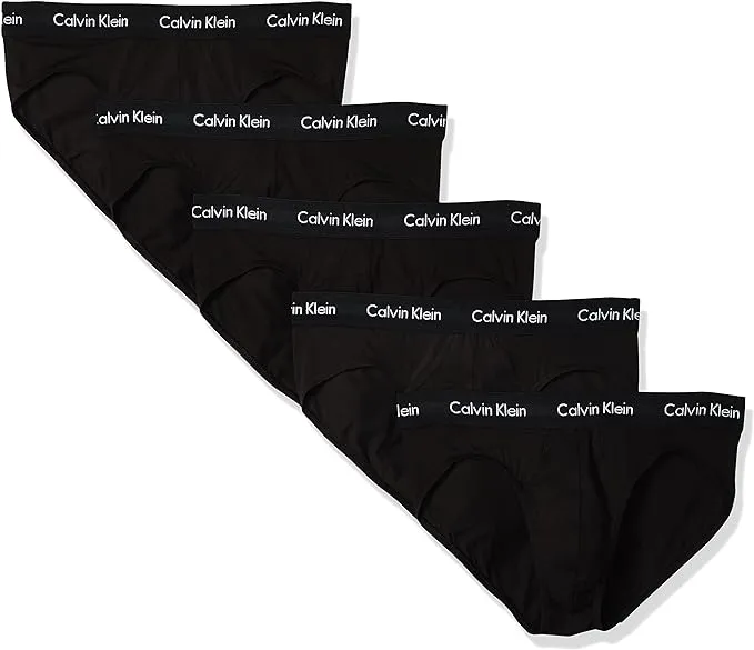 Calvin Klein Men's Cotton Stretch 5-Pack Hip Brief - Black - S