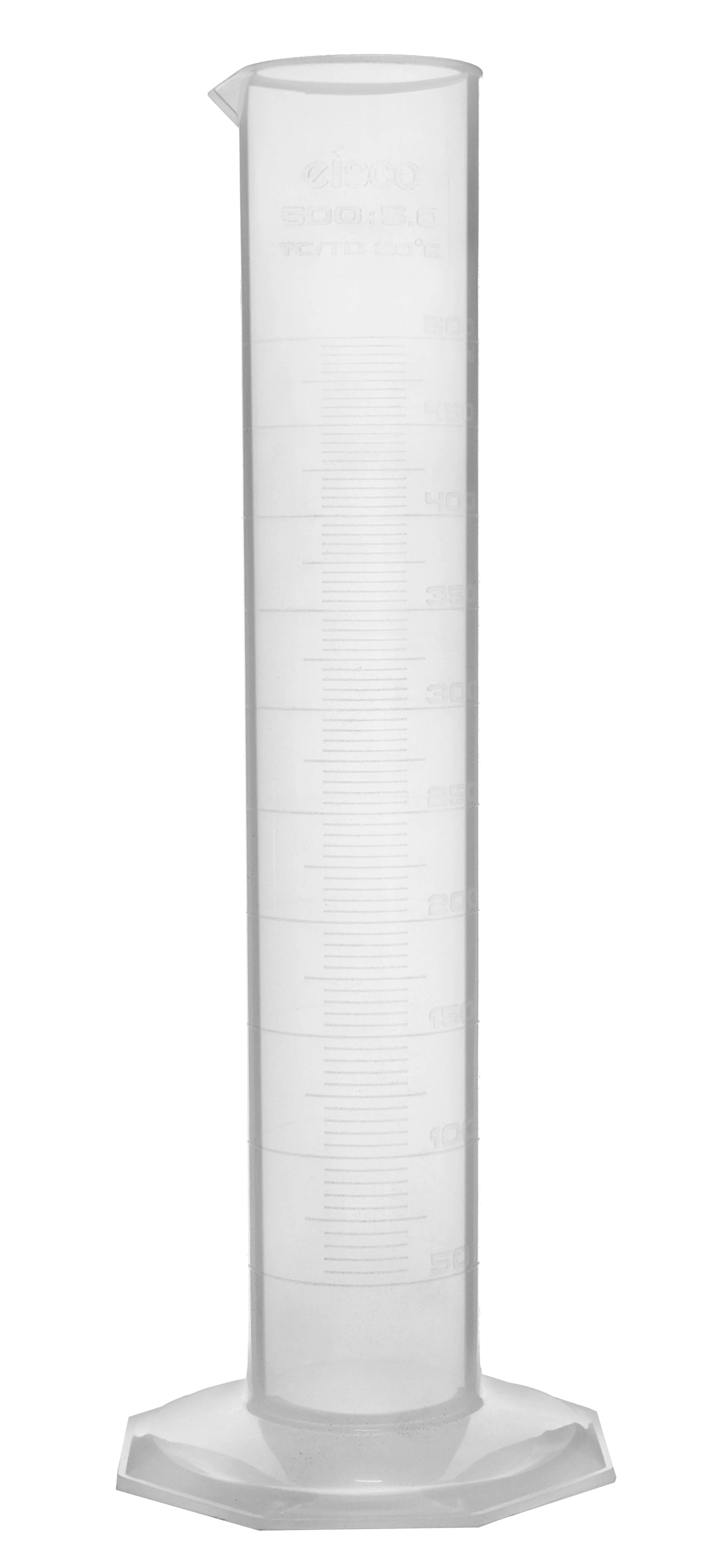 Eisco 500ml Graduated Cylinder - Premium Polypropylene Hexagonal Base - Class B ...