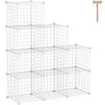 C&AHOME Wire Cube Storage, 9-Cube Organizer Metal, Wire C Grids Storage, Storage Bins Shelf, Modular Bookshelf, Closet Cabinet Ideal for Home, Living