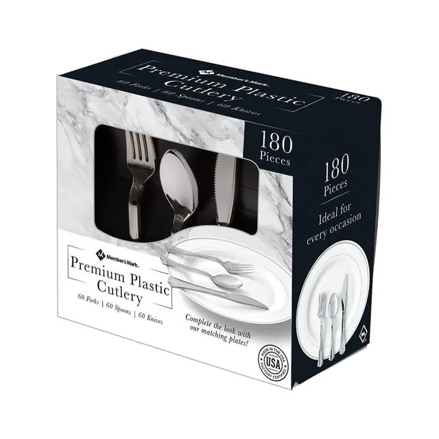 Member S Mark Premium Silver- Look Cutlery Combo (180 Ct.) Wholesale, Cheap, Discount, Bulk (1 - Pack), 901427