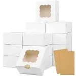 Moretoes 30pcs Bakery Boxes 6x6x3 Inches White Cookie Box with Window for Small Pie, Strawberry, Cupcake and Pastry