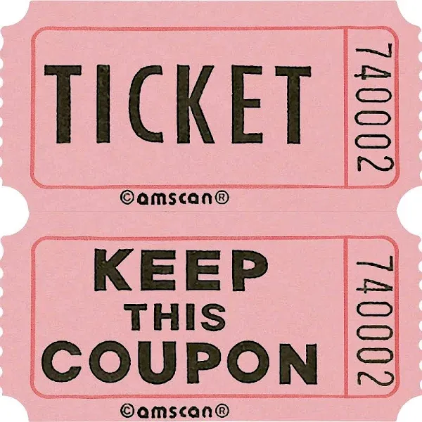 NEW Pink Double Raffle Ticket Roll - 2000 Tickets - &#034;Ticket&#034;/&#034;Keep This Coupon&#034;