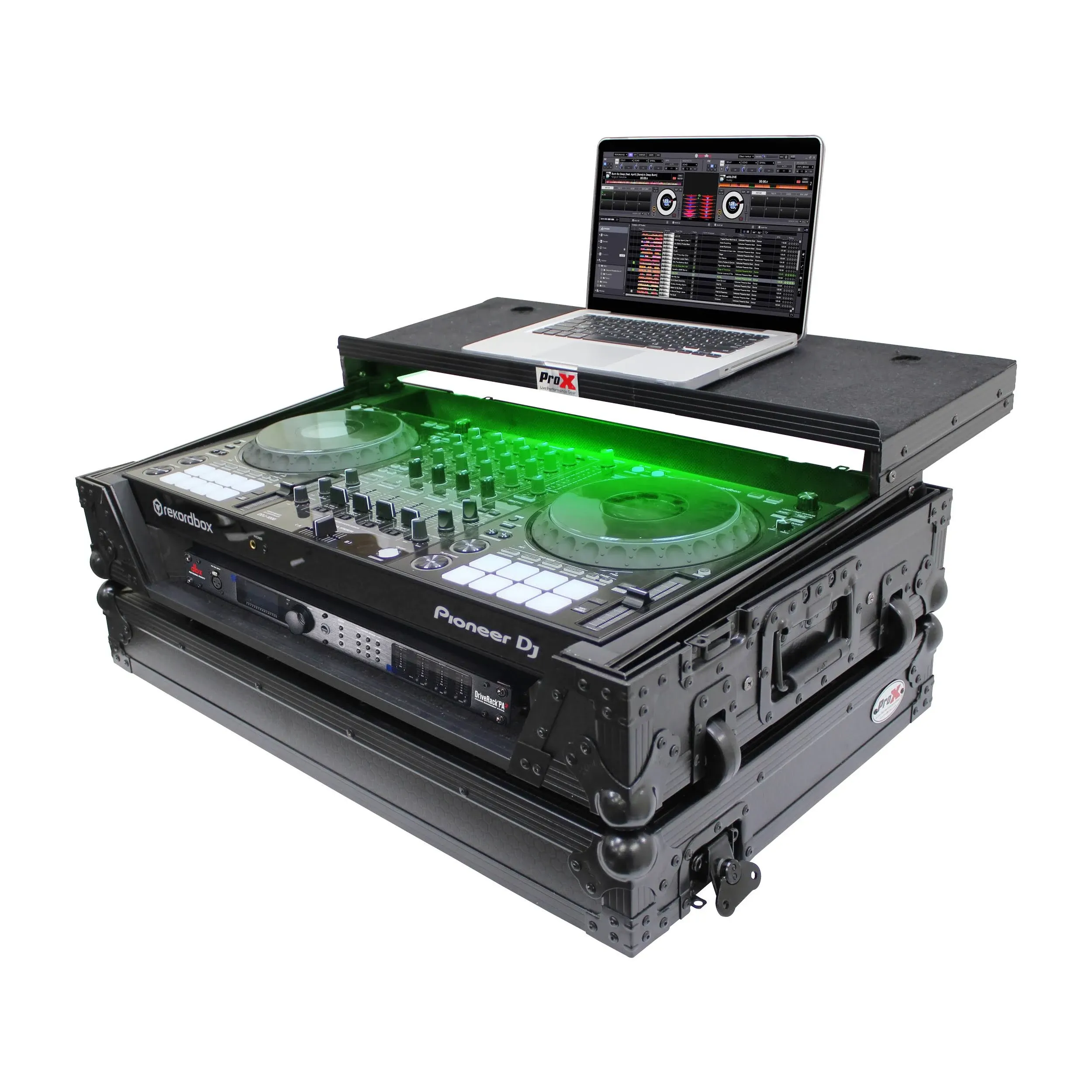 ProX XS-DDJ1000 WLTBL LED Flight Case with 1 RU Rackspace and Wheels for Pioneer DJ DDJ-1000