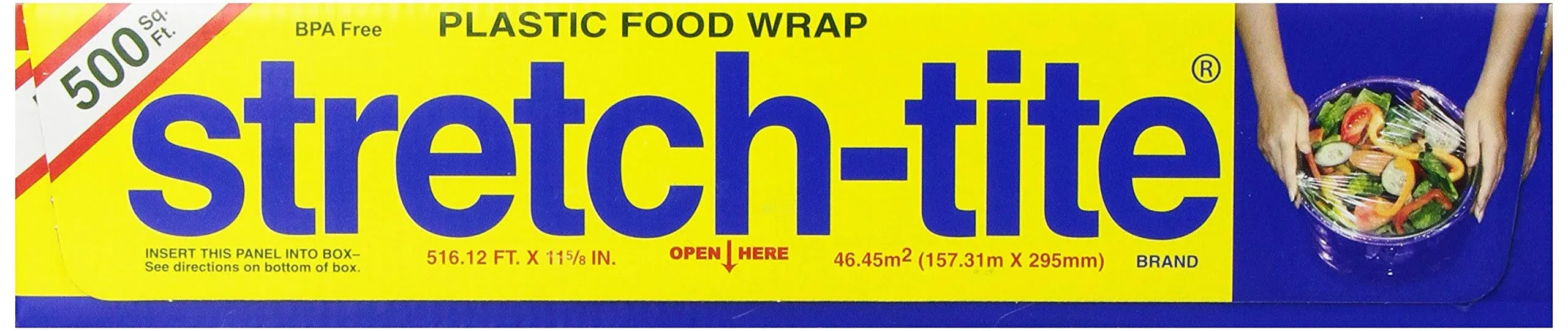 Stretch-tite Plastic Food Wrap, 500 Sq. Ft., 516.12-Ft. x 11.5/8-Inch Rolls (Pack of 4)