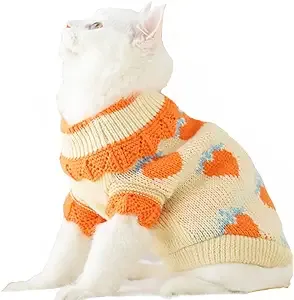 ANIAC Cat Sweaters for Cat Only, Fall Small Dog Sweater, Strawberry Knitted ...