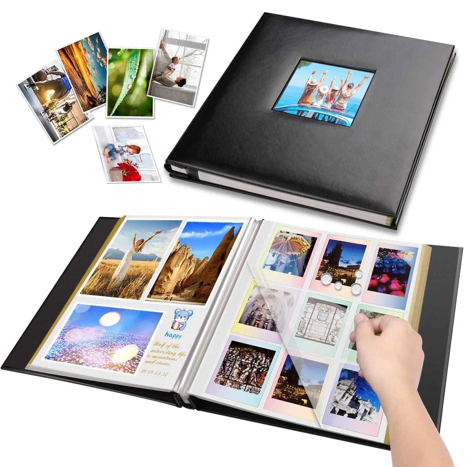 Self-Adhesive Photo Album, Leather Cover Self-Stick 60 Pages, Magnetic Scrapbook