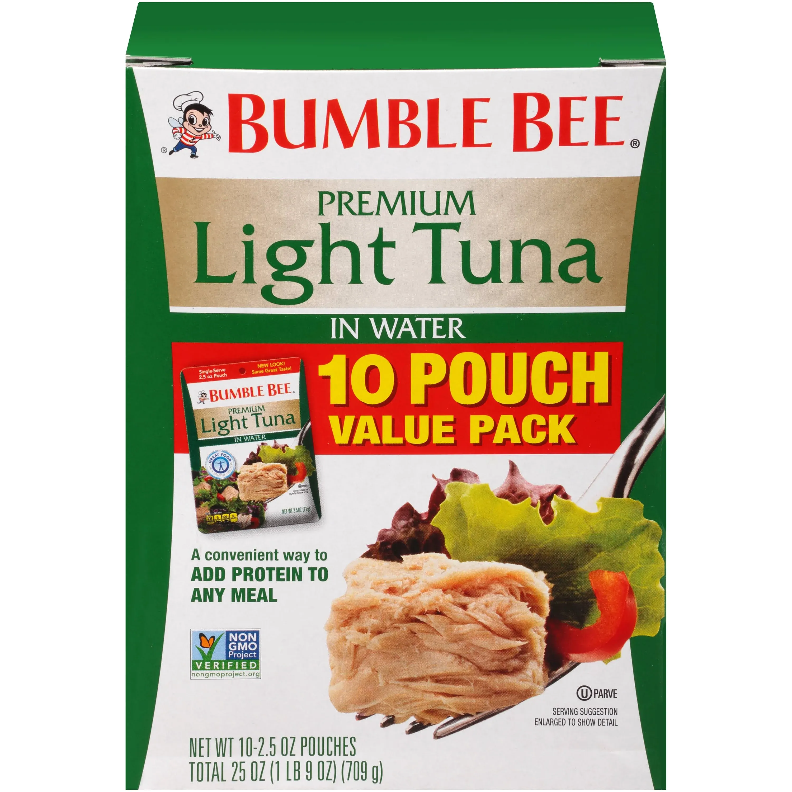 Bumble Bee Wild Caught Light Tuna in Water, 2.5 Oz Single Serve, Pack of 12 