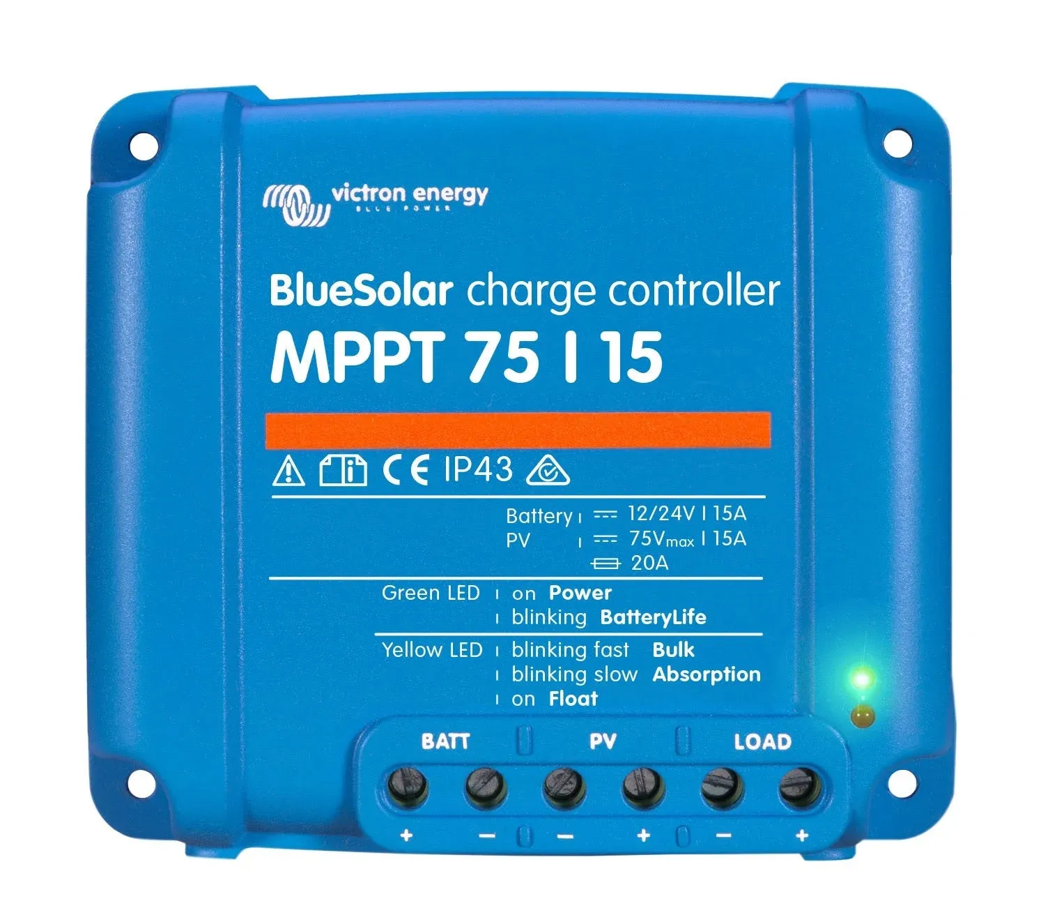 Victron Energy SmartSolar MPPT Solar Charge Controller - Charge Controllers For Solar Panels - 75V, 15 Amp, 12/24-Volt