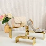 K KAIDIYIN Purse Display Stand, 3 Gold Stainless Steel,Countertop Risers for Display Perfume Handbag Shoe Jewelry Holder