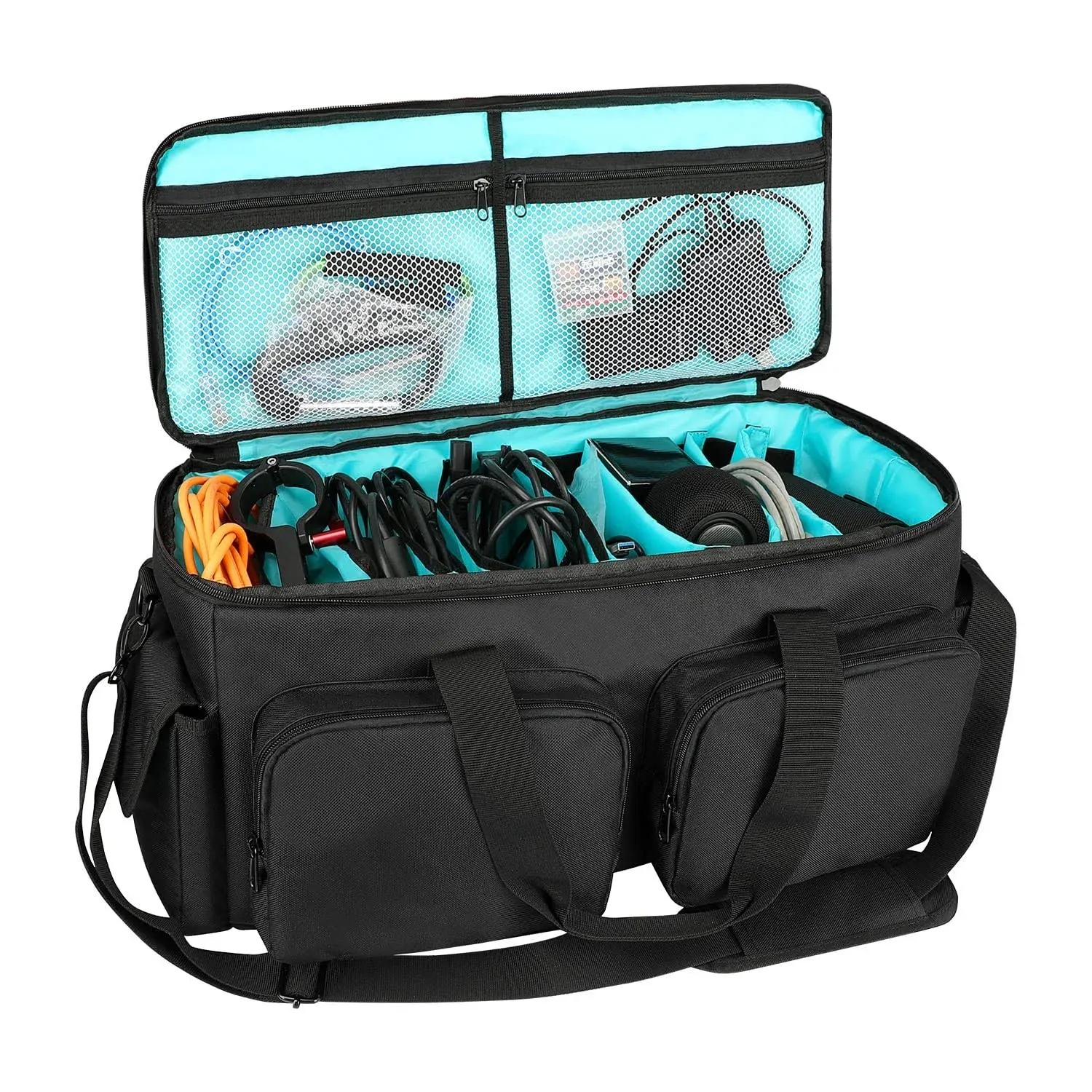 Saviour DJ Cable File Bag, Detachable Padded Bottom and Adjustable Dividers ...