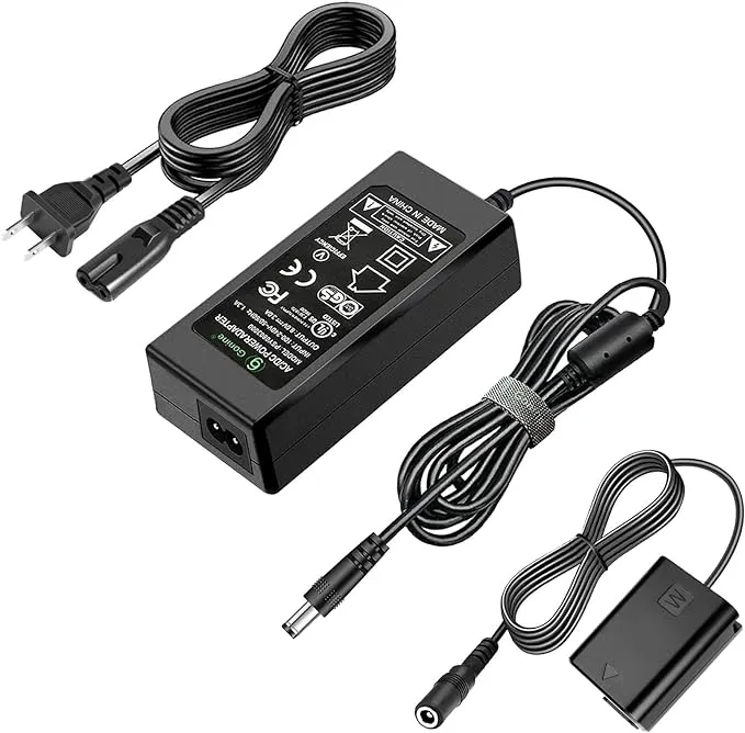 Gonine AC-PW20 Power Supply NP-FW50 ZV-E10 Dummy Battery ACPW20 Continuous AC Adapter Kit for Sony Alpha ZVE10 A6400 A6000 A5100 A6100 A6300 A6500 A7 A7II A7S A7SII RX10 II IV Cameras.