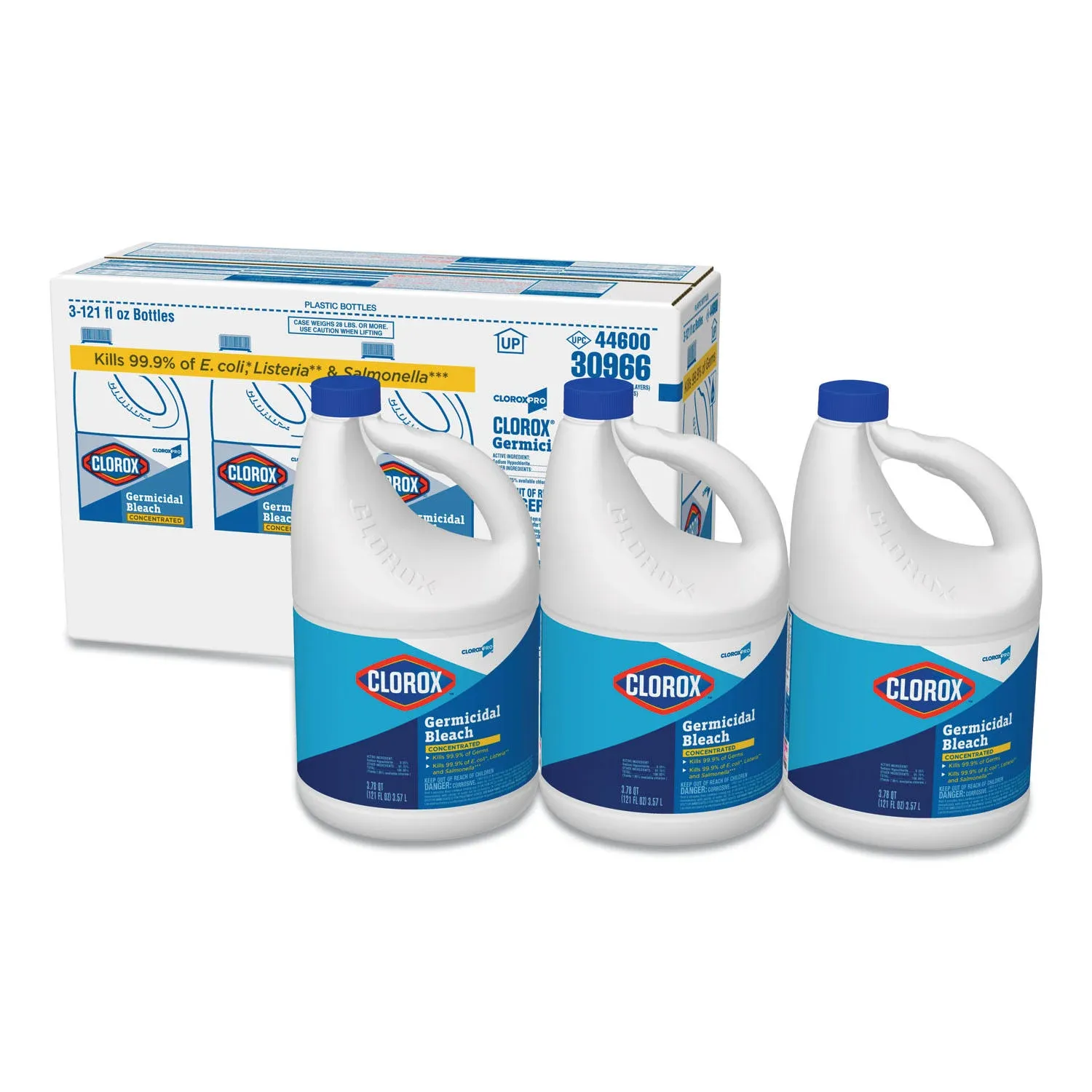 Clorox 30966CT Concentrated Germicidal Bleach Regular 121oz Bottle 3/Carton