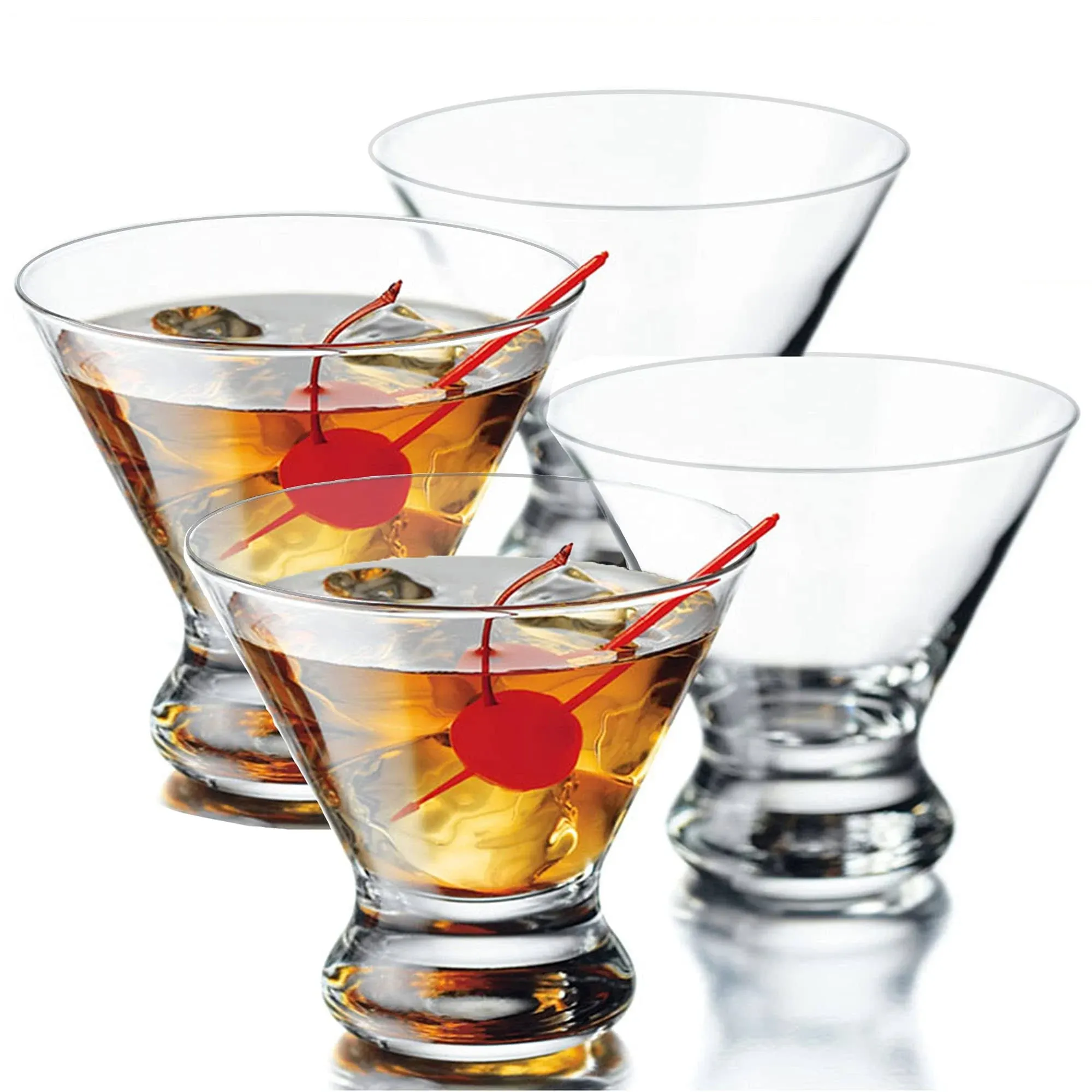 Yawall Stemless Martini Glasses Set of 4 - 8.5 oz Cocktail Glasses for Martini, Margarita & More, Lead-Free Crystal Heavy Base Glassware Home Bar