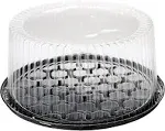 A1 Bakery Supplies 10-11inch Cake Double Layer Clear Cake Container Dome and Base Carry & Display Storage Box (4 Pack)