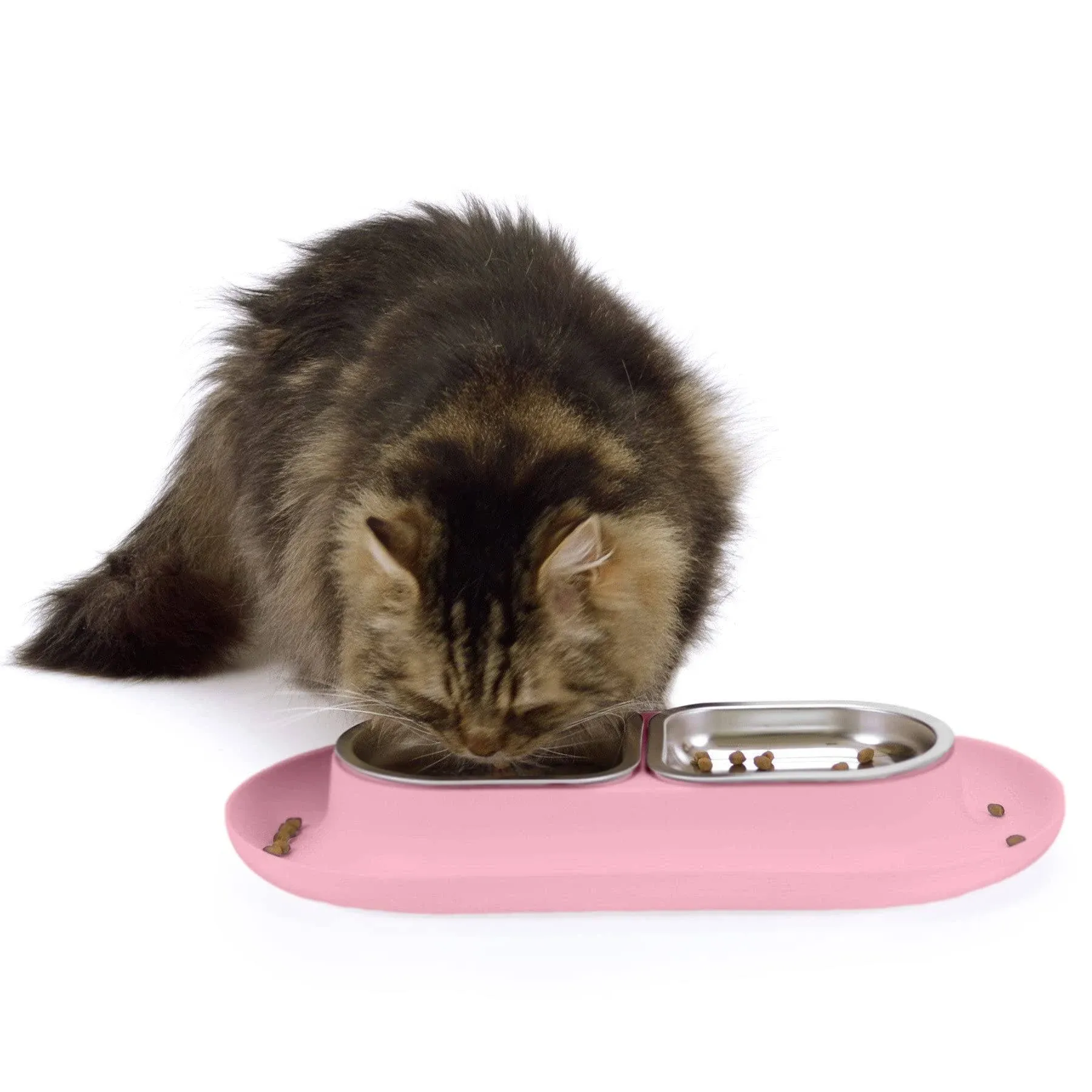 Hepper NomNom - Spill Proof Elevated Cat Bowls for Food and Water - Whisker Relief Cat Bowl + Raised Cat Food Bowls: a Safe Cat Dish for Messy Cats - Stainless Steel Cat Bowl Station