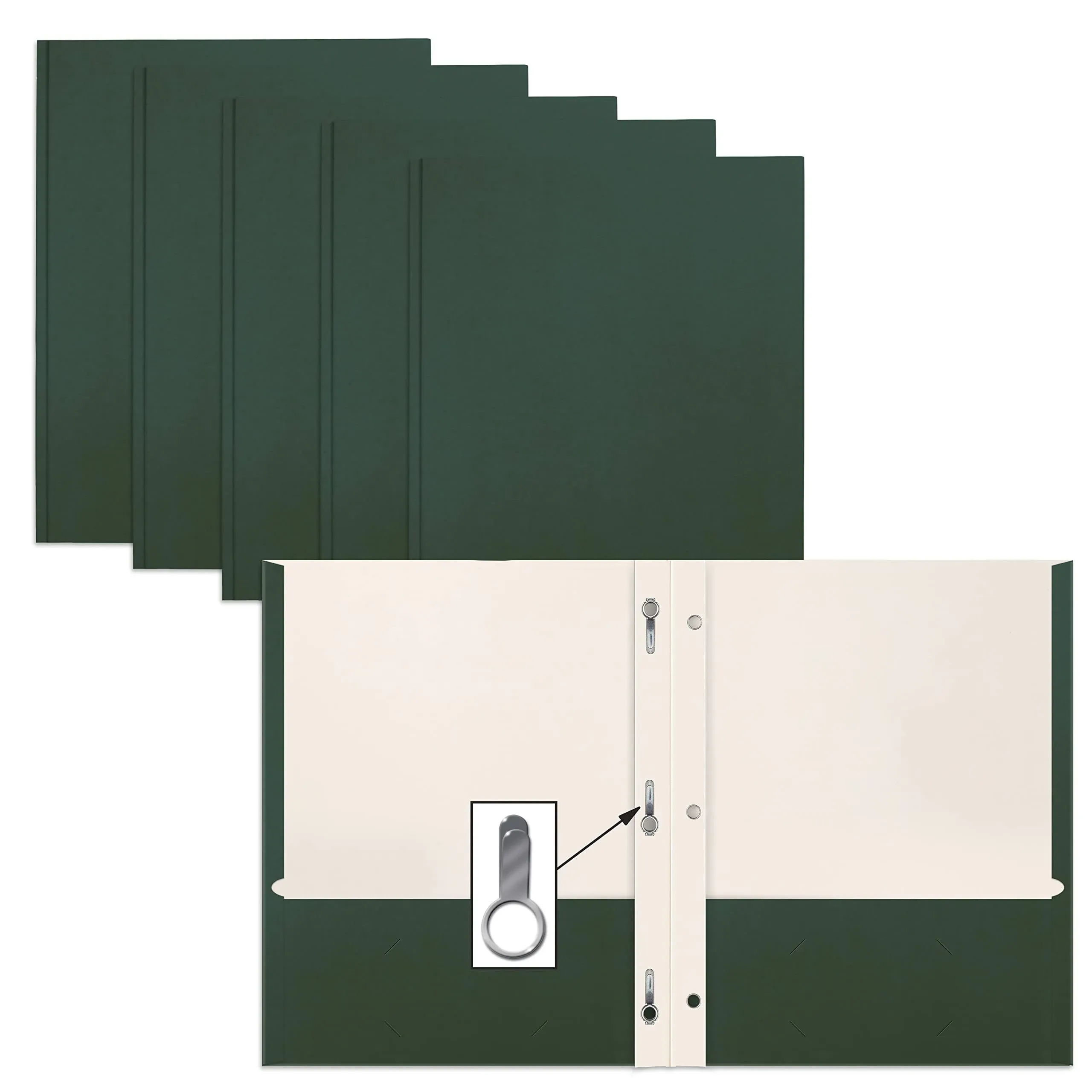 Better Office Products Dark Green 2 Pocket Folders with Prongs, 50 Pack, Letter Size, Matte Texture, 8.5 x 11 Inch