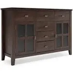 Simpli Home Artisan Solid Wood Sideboard Buffet in Dark Chestnut Brown