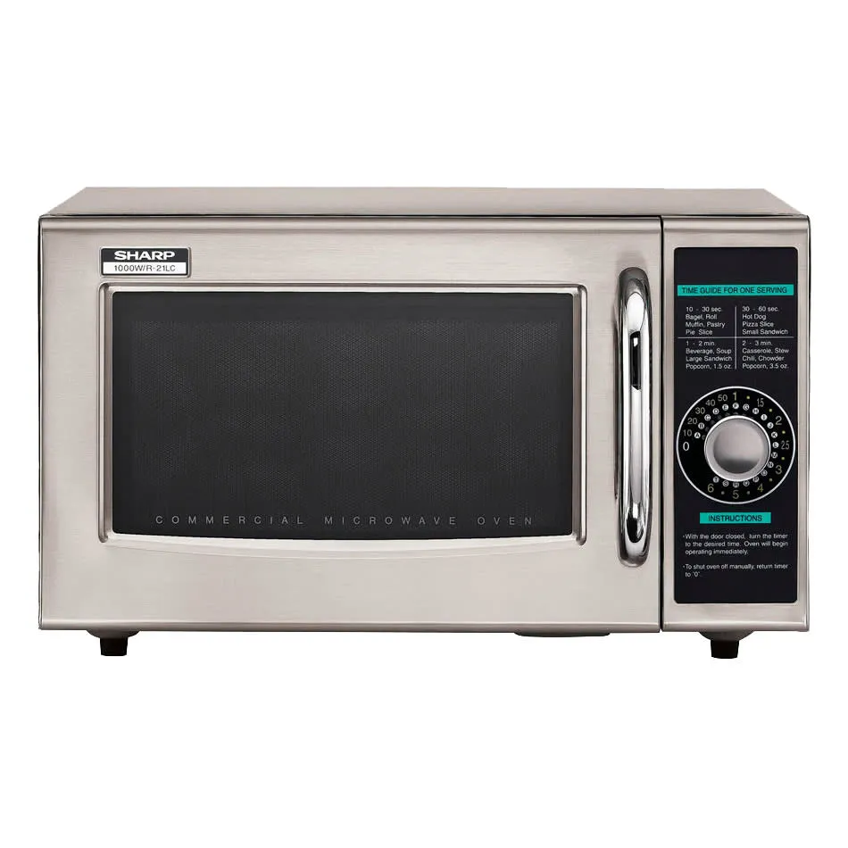 Sharp R-21LCFS Medium-Duty Commercial Microwave Oven with Dial Timer, Stainless Steel, 1000-Watts, 120-Volts, One Size