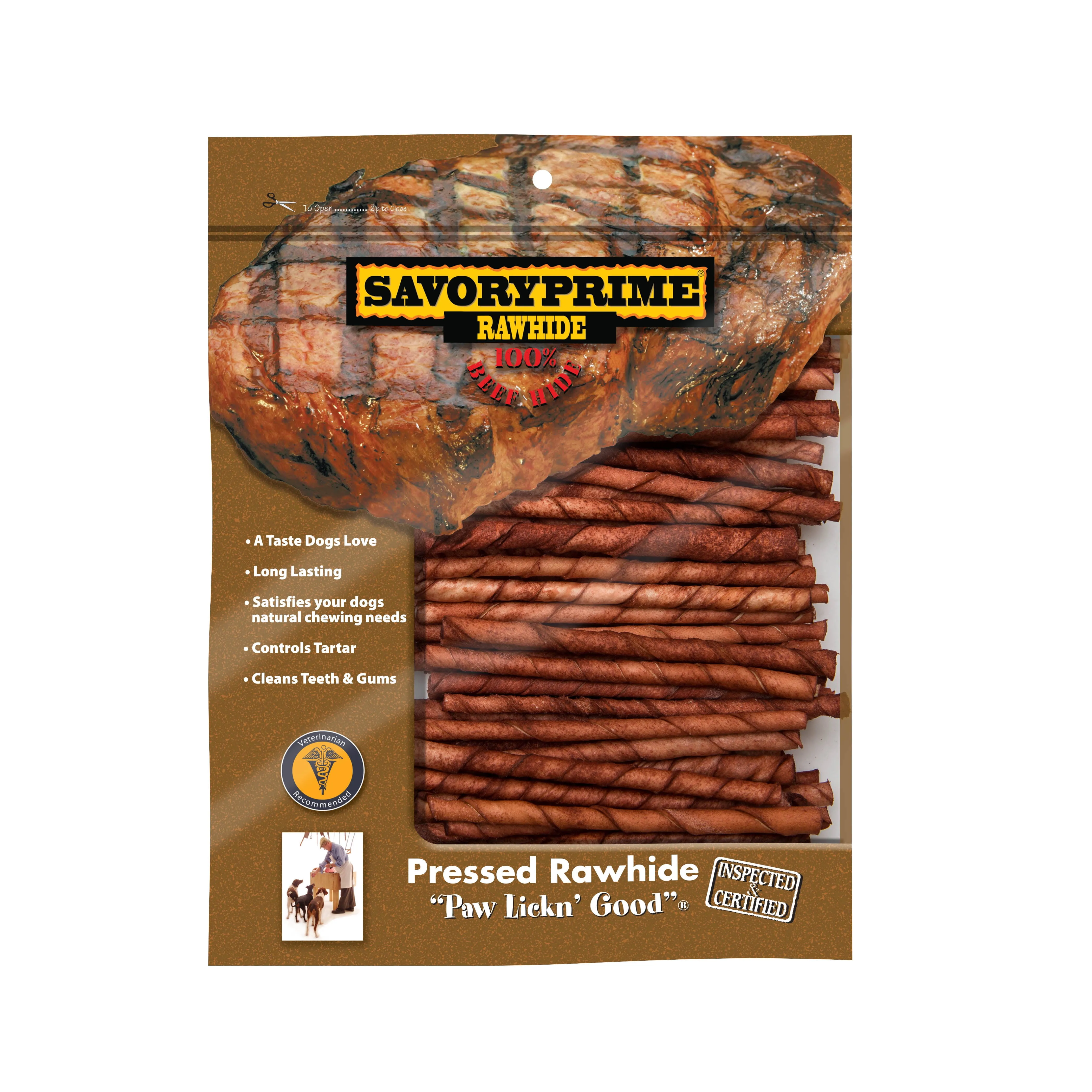 Savory Prime Pressed Rawhide Twist Sticks Beef 5-in 100 Count