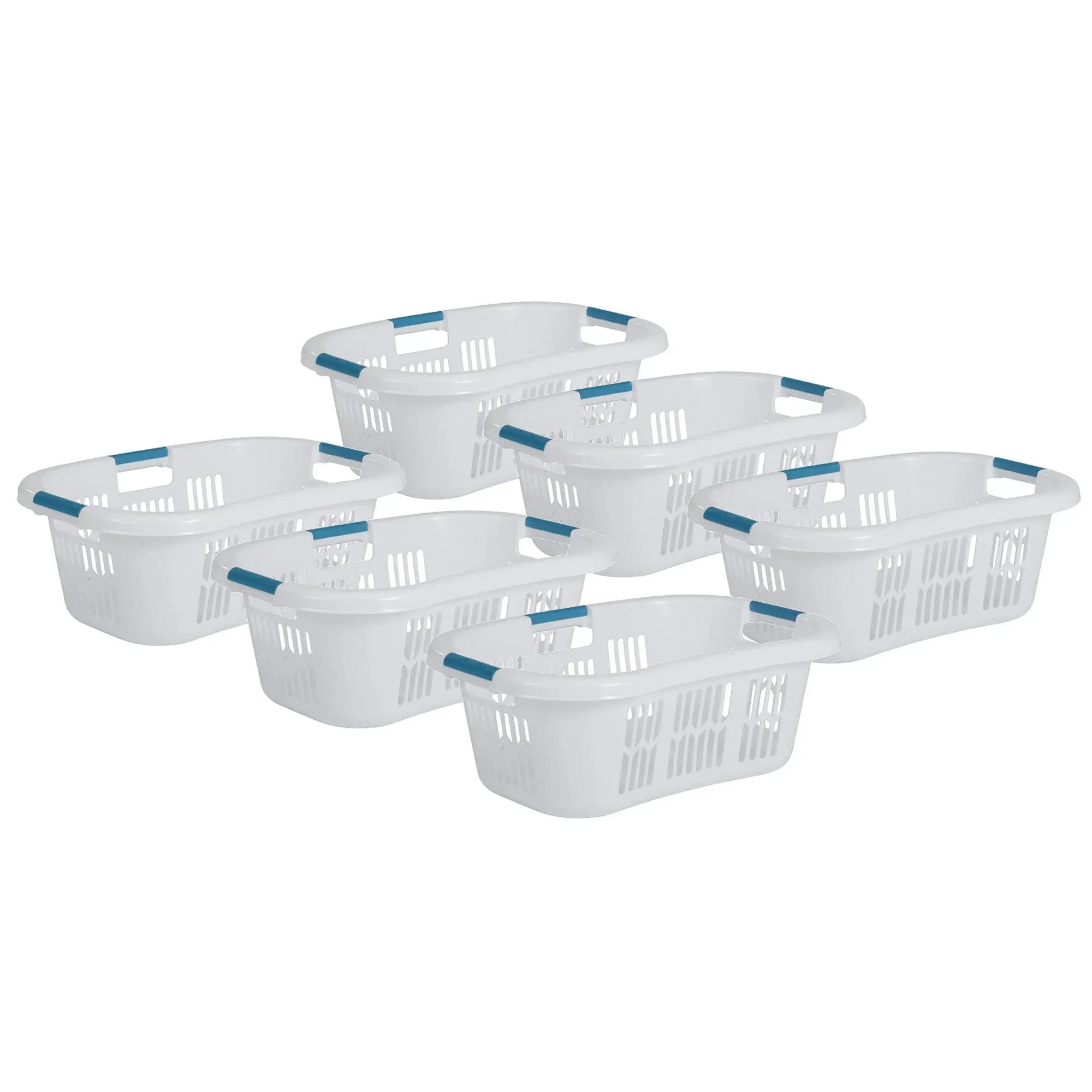 Rubbermaid 2.1-Bushel Small Hip-Hugger Laundry Basket, White (6-pack)