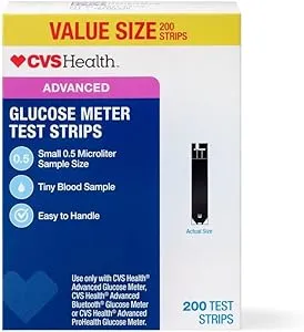 CVS Health Advanced Glucose Meter Test Strips, 200CT …