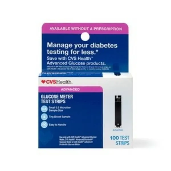 CVS Advanced Glucose Test Strips 100 Each per Order Expires 07/31/2019