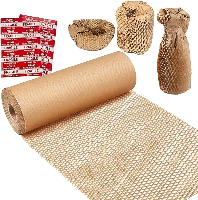 Besitek Honeycomb Packing Paper,12" W x 200' L Bubble Cushioning Wrap for Moving,Products & Gifts Wrapping Paper,Recyclable and Biodegradable