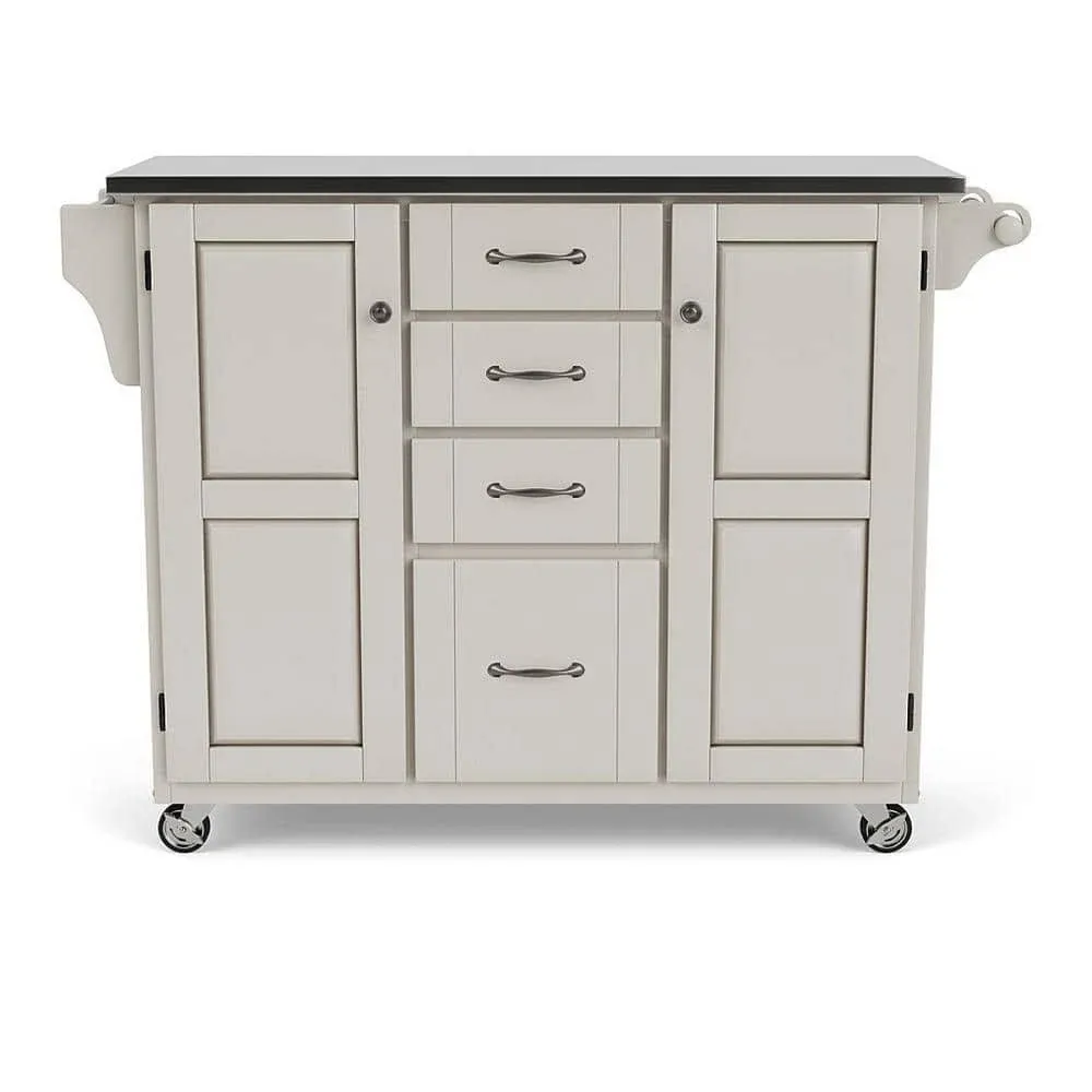 White Kitchen Cart with Stainless Steel Top - Create-a-Cart