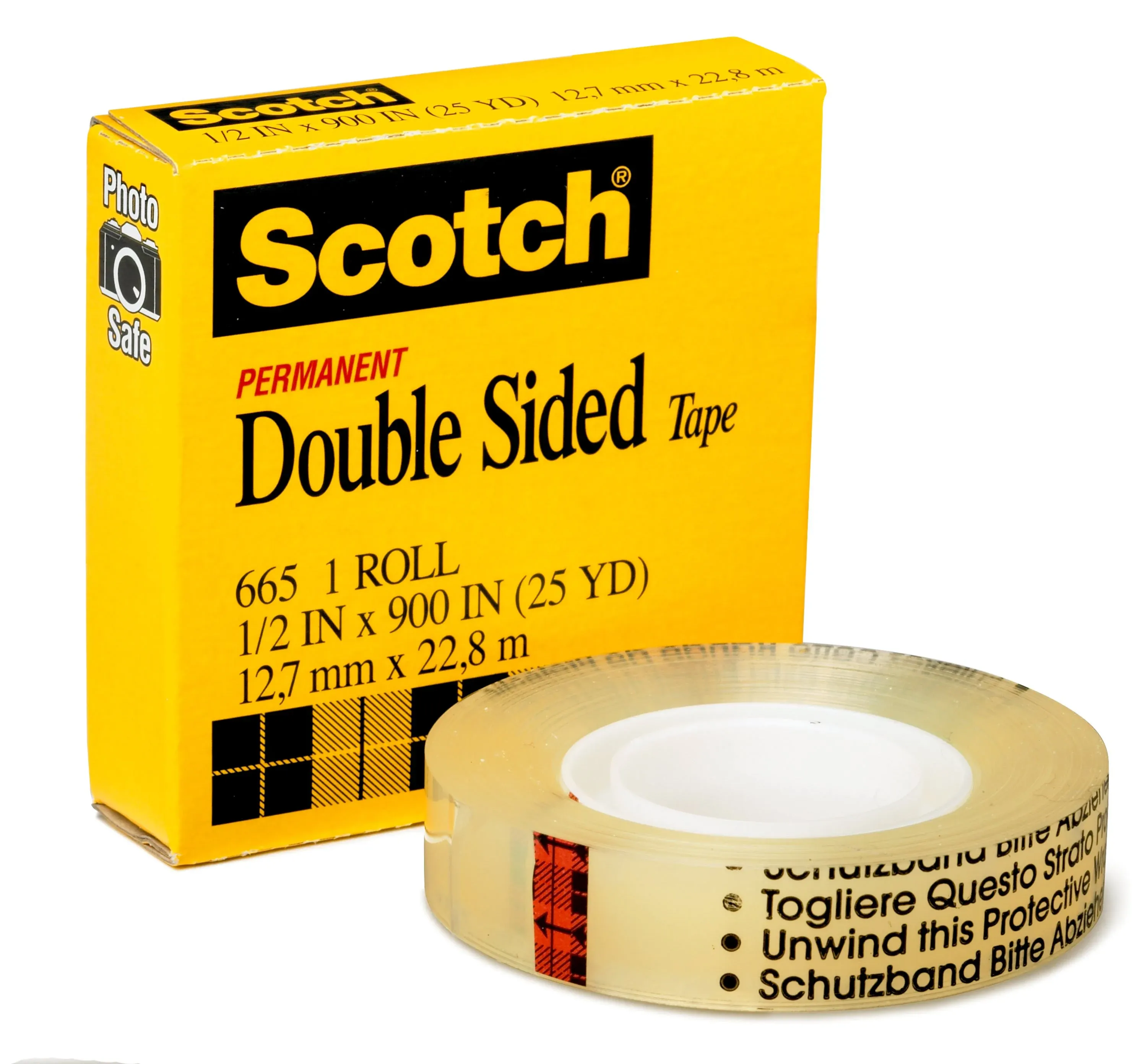 3M Scotch Double-Sided Tape, 3" Core, Transparent, 3/4" x 1296" - 2 rolls