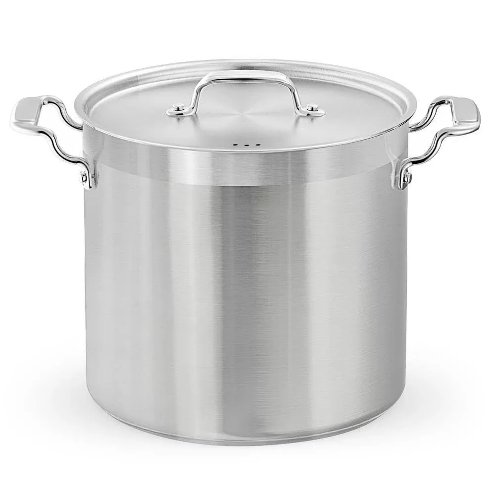 NutriChef Stainless Steel Cookware Stock Pot - 24 Quart, Heavy Duty Induction Soup Pot With Lid, Induction, Ceramic, Glass and Halogen Cooktops Compatible - NCSPT24Q