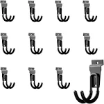 PYBTOOL 12Pack Slatwall Hooks Heavy Duty Slatwall Accessories Garage Small J Slatwall Hooks and Hangers, Black(Small J Hook)