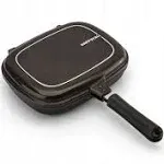 Happycall Titanium Nonstick Double Pan, Omelette Pan, Flip Pan, Square, Dishwasher Safe, PFOA-free, Brown (Jumbo Grill)