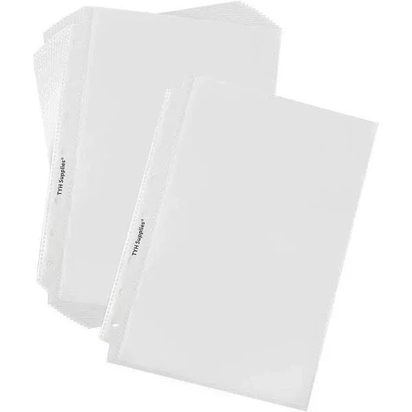 100 Heavy Weight Mini Sheet Protectors for Binder | 5.5 x 8.5 Inch | Clear No...