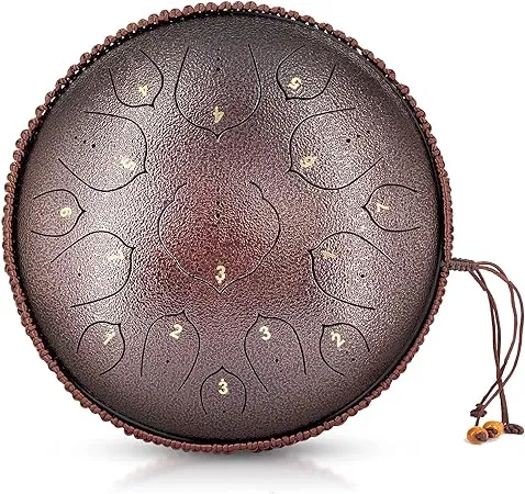 Aogbra Steel Tongue Drum, 15 Notes 14 inch D-Key Handpan Percussion Instrument ...