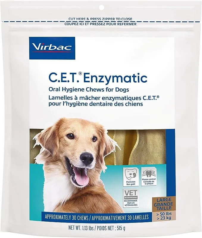 Virbac CET Enzymatic Oral Hygiene Chews for Dogs, beef, 1.13 pounds