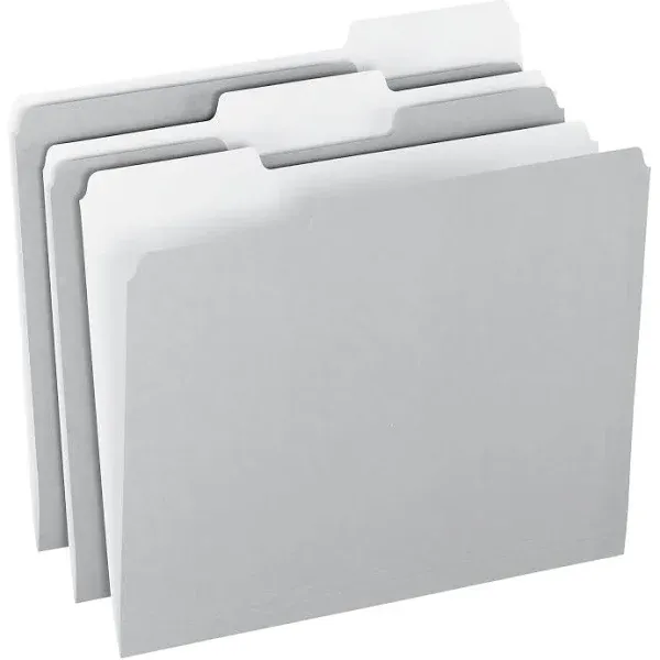 Office Depot Top Tab Color File Folders, 1/3 Cut, Letter size, Gray, Box of 100, Od152 1/3 Gra