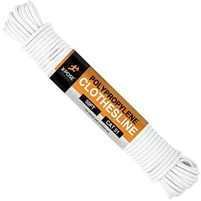 Plastic Clothesline 100' Plastic Clothes Line White Outdoor Weather Resistant