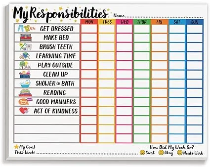 Tiny Expressions Weekly Responsibility Chart Notepad