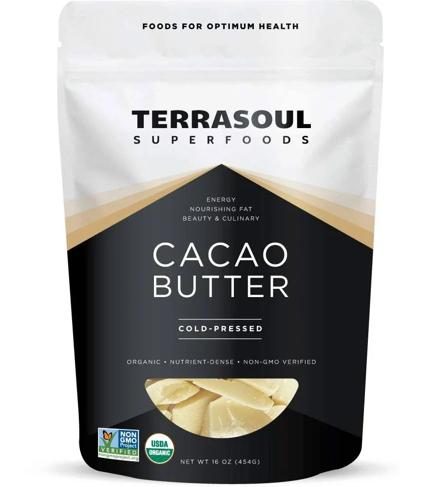 Terrasoul Superfoods Organic Cacao Butter - Raw, Keto, Vegan, 1 lb