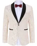 TURETRENDY Men&#039;s Floral Tuxedo Jacket One Button Embroidered Dinner Suit Jackets