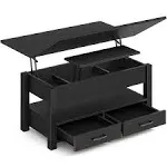 Rolanstar Coffee Table Lift Top, Multi-Function Convertible Coffee Table with Drawers and Hidden Compartment, Coffee Table Converts to Dining Table for Living Room, Home Office,Black