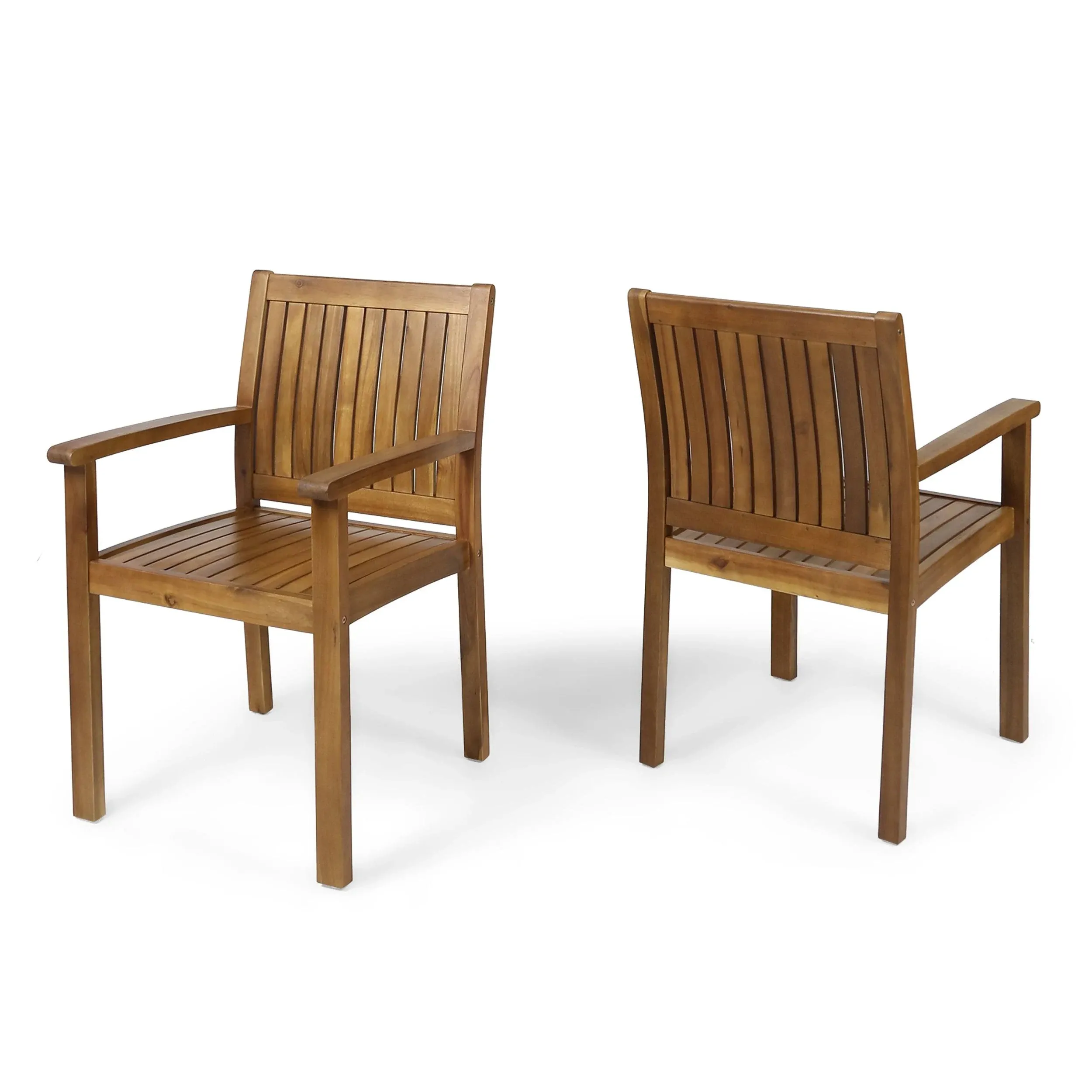 Wilson Outdoor Acacia Wood Dining Chairs (Set of 2), Teak Finish