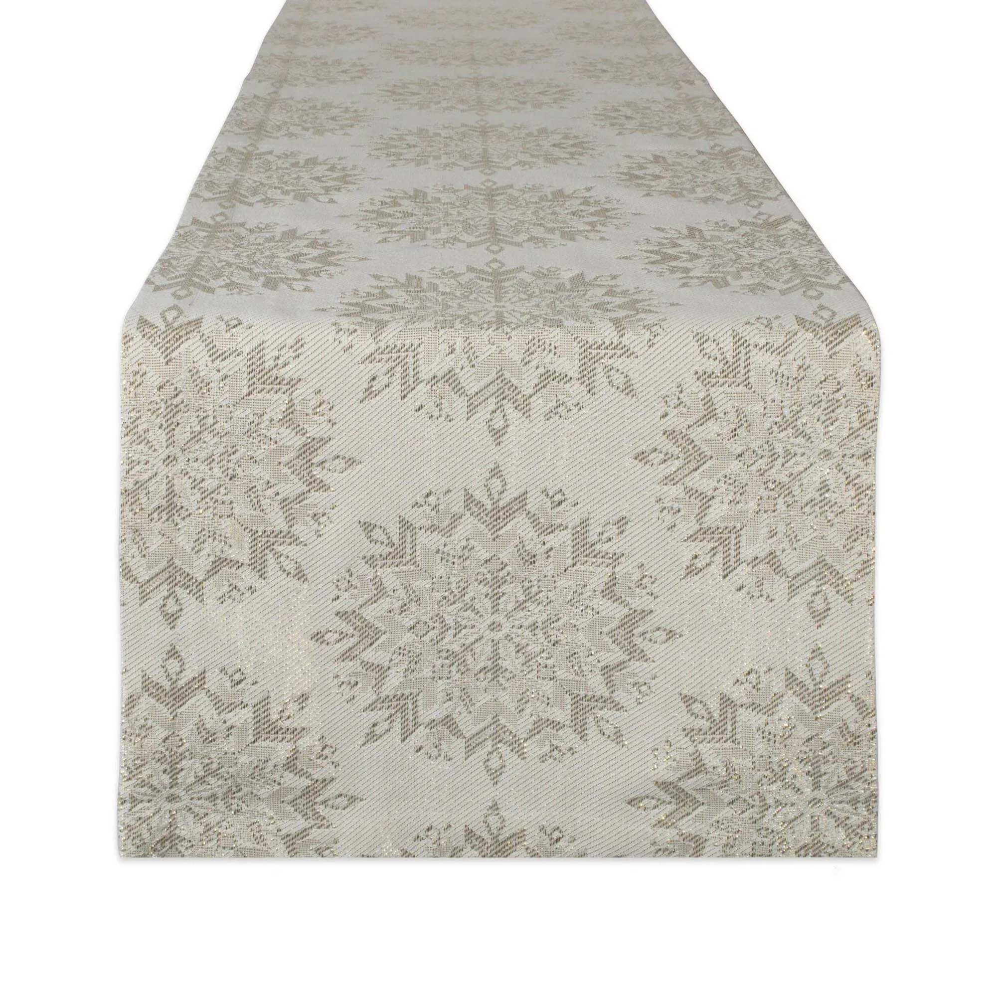 DII Holiday Dining Table Linen Sparkle Metallic Kitchen Décor, Table Runner, 14x108, Jacquard Snowflakes