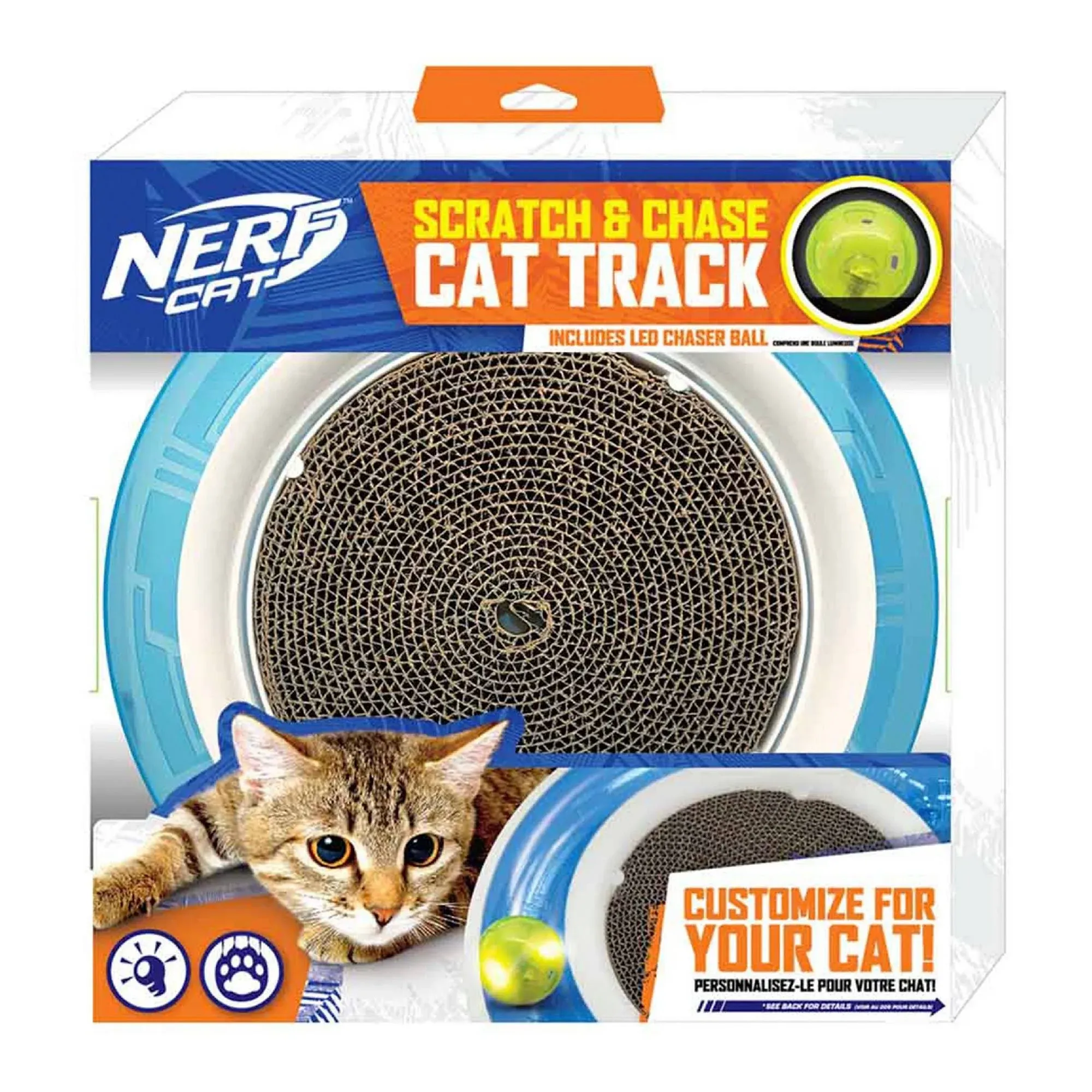 Nerf Cat Scratch &amp; Chase Cat Track With LED Chaser Ball- New!