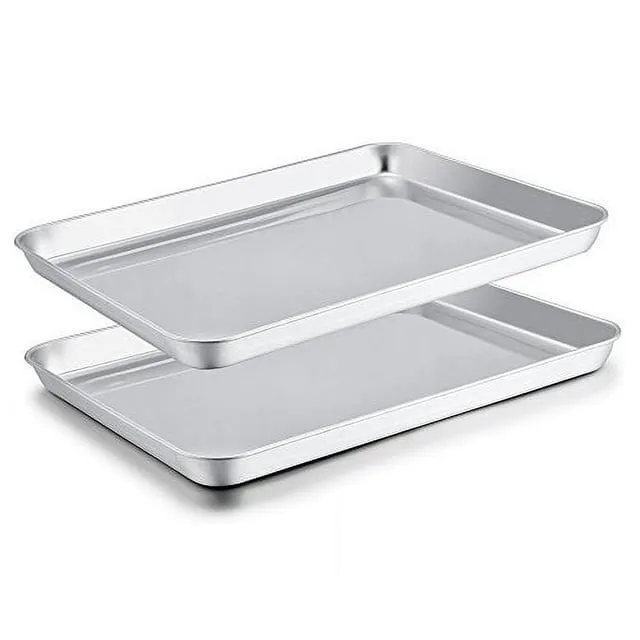 TeamFar Baking Sheet Set of 2, Stainless Steel Baking Pans Tray Cookie Sheet, No