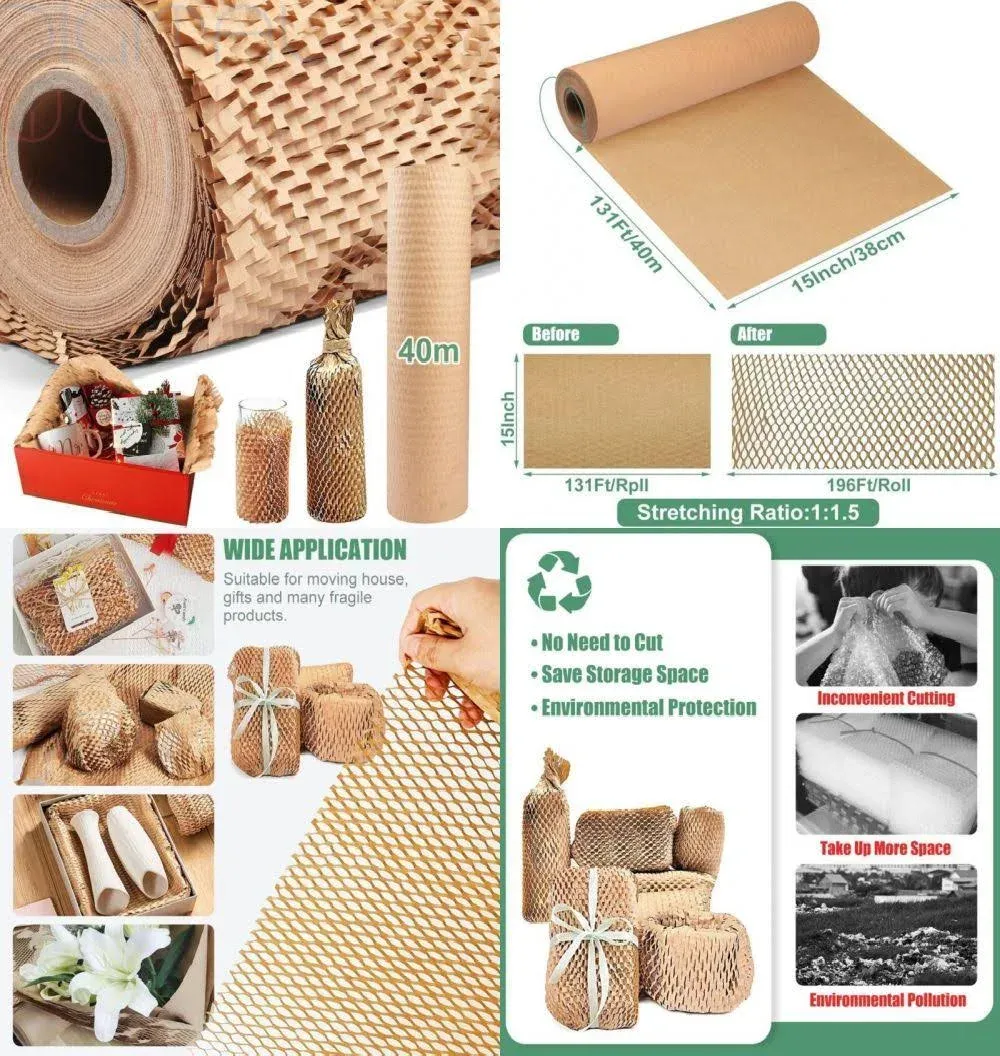 Honeycomb Packing Paper, 15&#034; x 400&#039; Honeycomb Paper Cushioning Wrap for Movin...