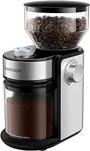 SHARDOR Coffee Grinder, Adjustable Burr Mill with 16 Precise Grind Setting for 2-14 Cup, Silver